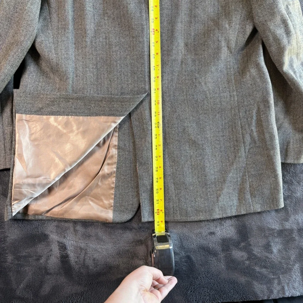 Lauren Ralph Lauren Mens 42L Gray Herringbone 100% Wool Blazer Sport Coat Jacket
